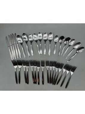 34-Piece Flatware serving Set forks spoons butter knifes dinning elegant READ
